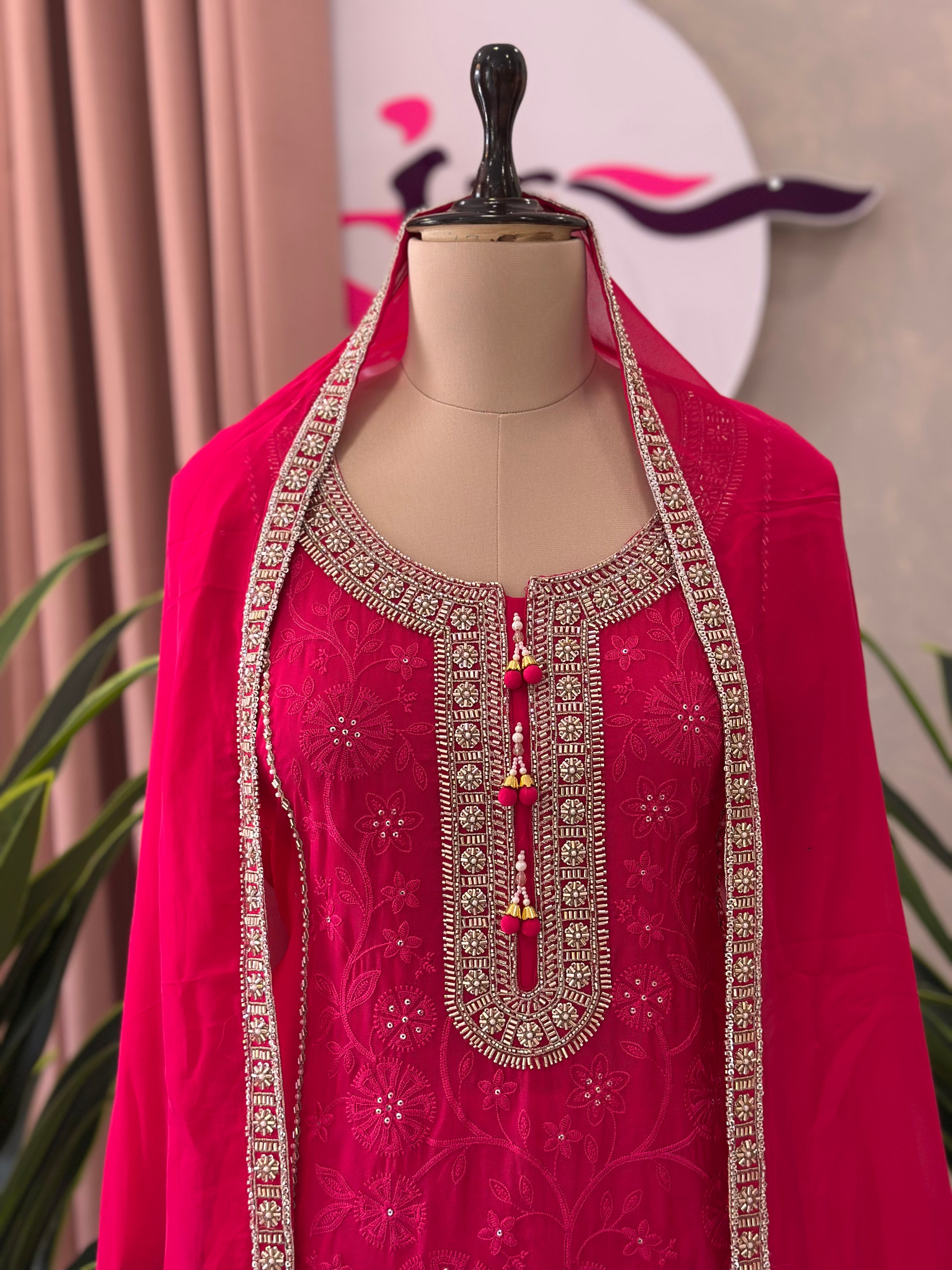 Trendy Farshi Suit Set With Heavy Handwork Detailing