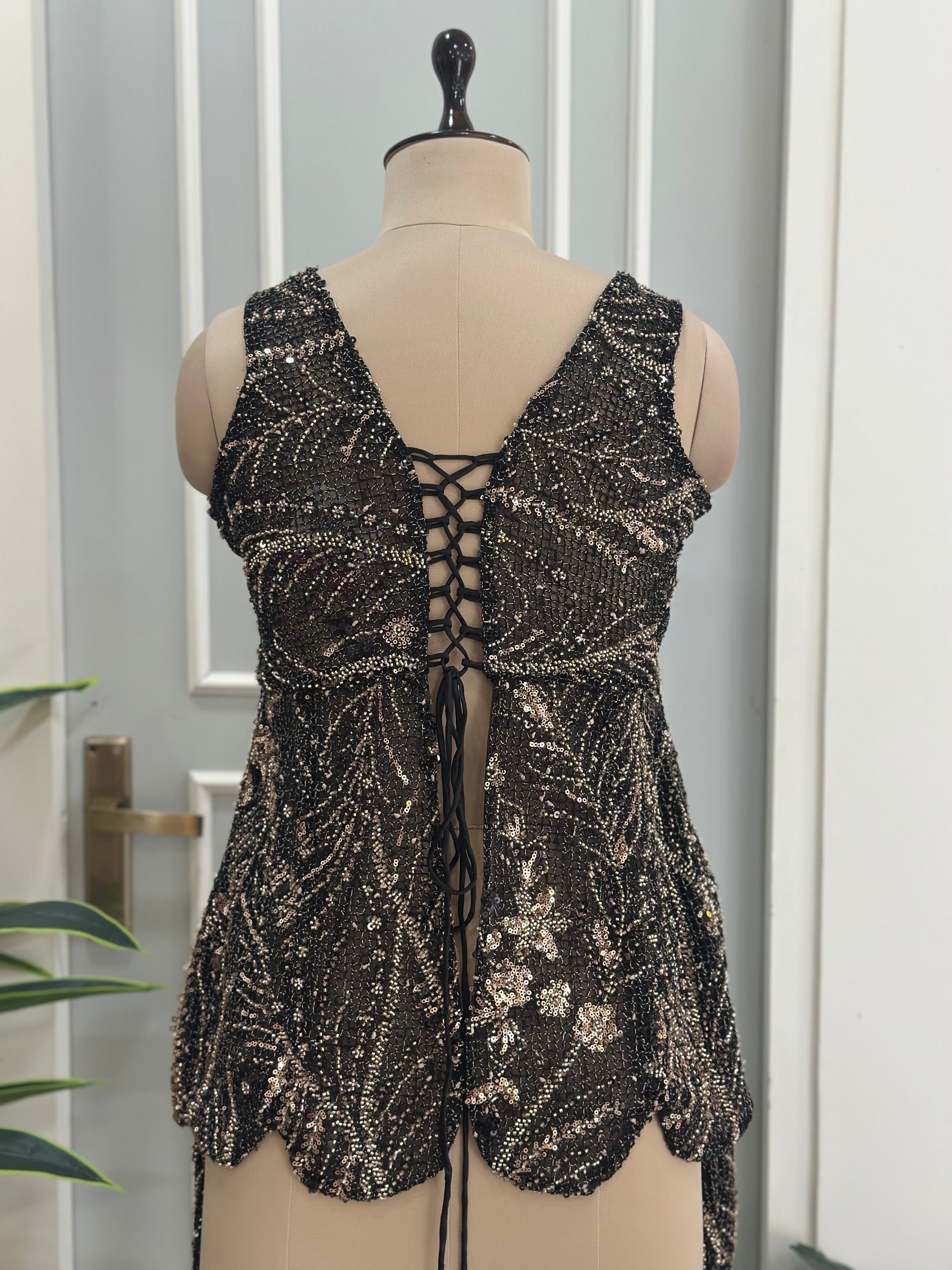 Royal Black Heavy Handwork Occasion Wear Indo-western Set