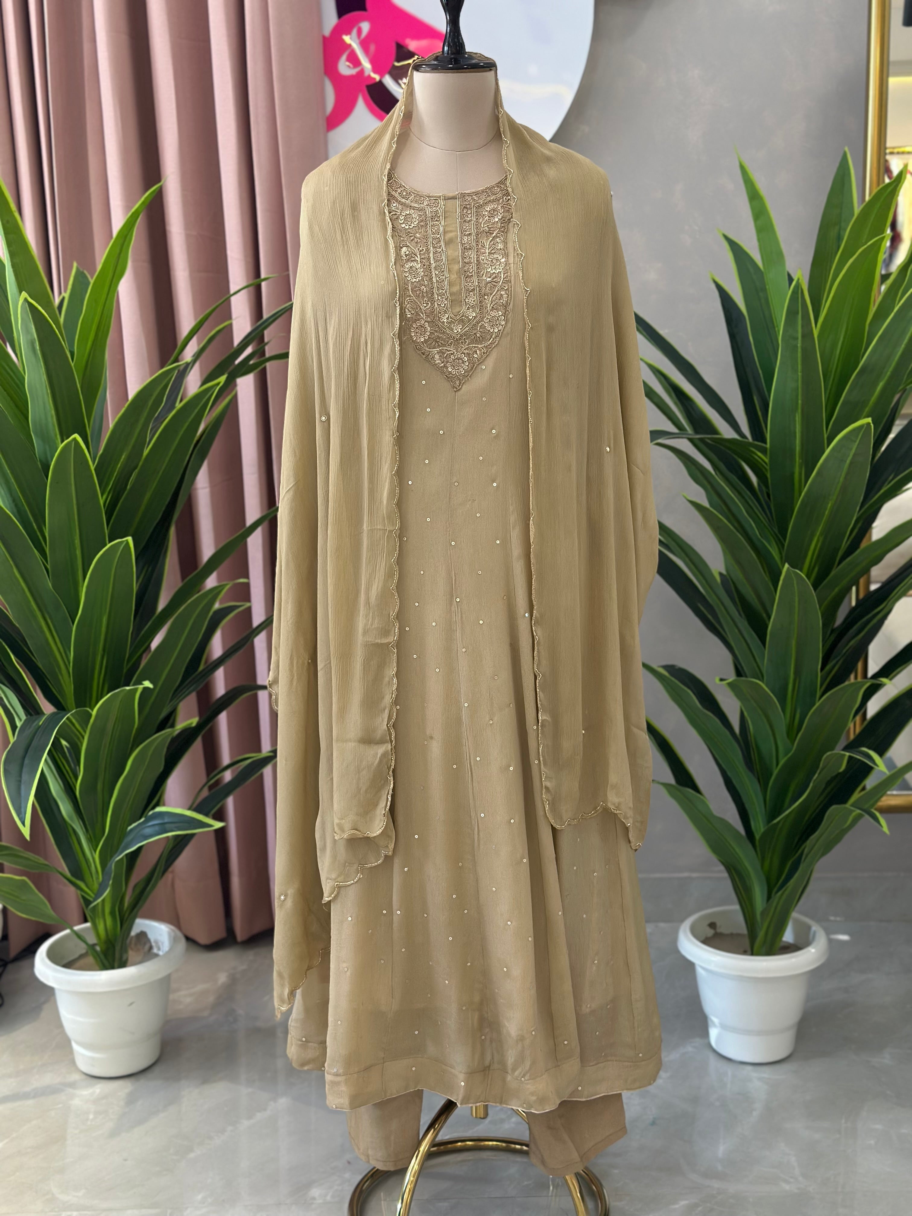 Pure Chinon Anarkali Suit Set