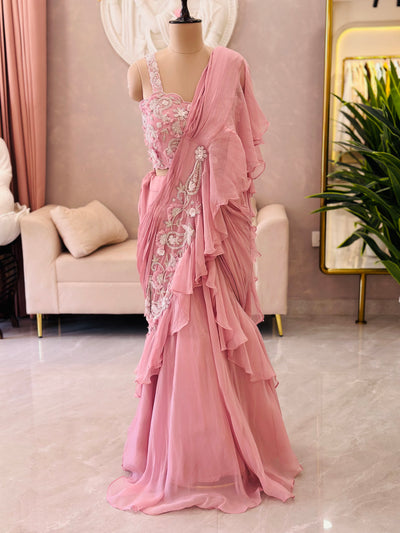 Designer Ruffle Drape Saree