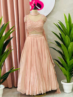 Soft Peach Designer Lehenga with Pearl Handwork