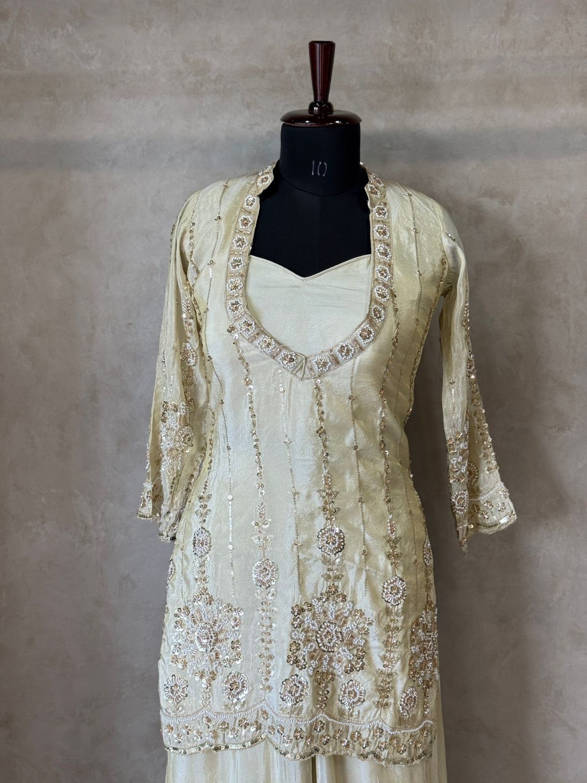 ZARI TISSUE HANDWORK JACKET SET