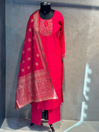 BANARASI STRAIGHT HANDWORK SUIT SET