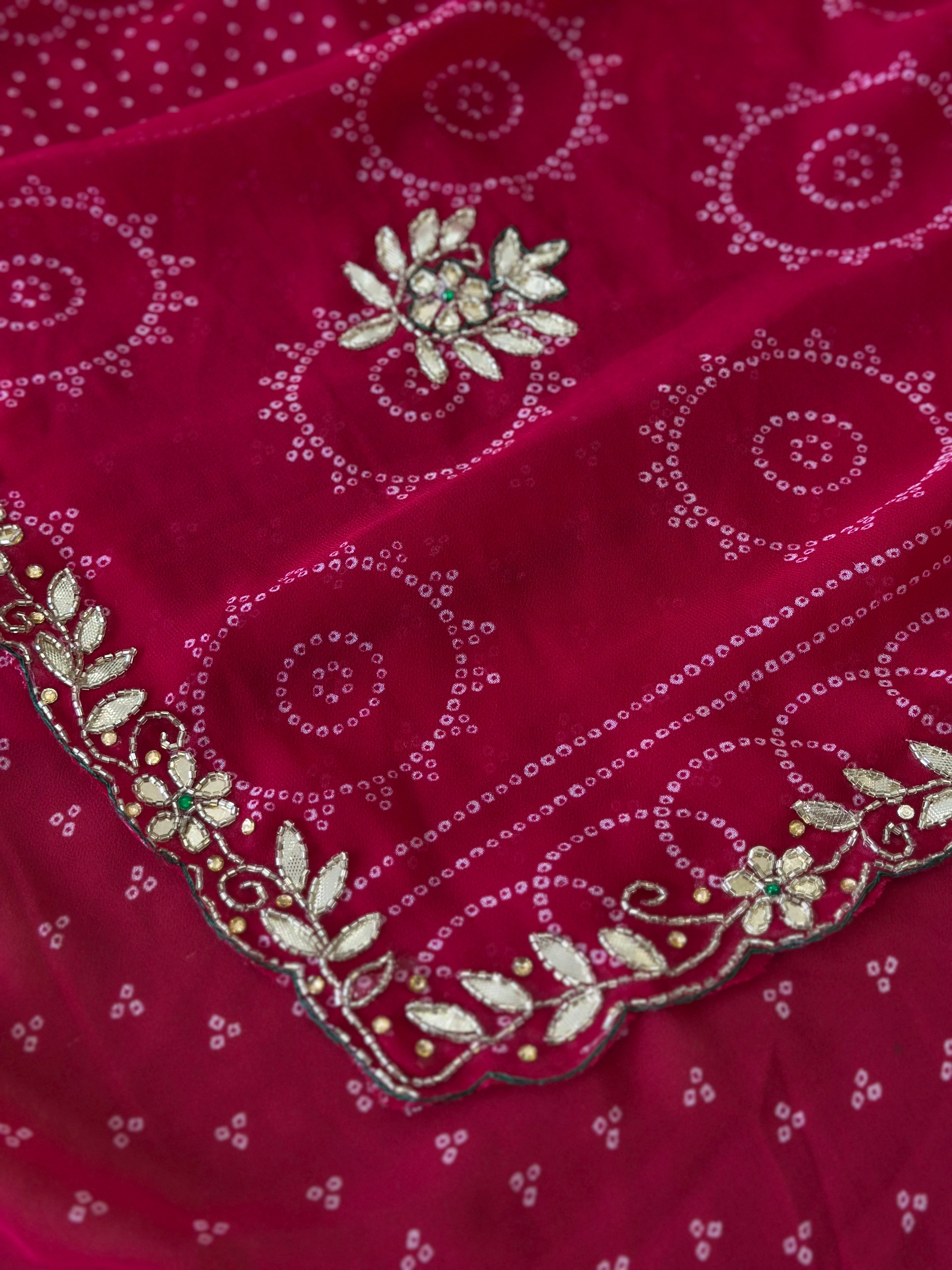 Royal Bandhani Saree with Handwork Border Detailing