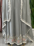 Elegant Embroidered Anarkali Set with Lace Dupatta