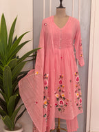Pure mal cotton & hand-painted florals suit