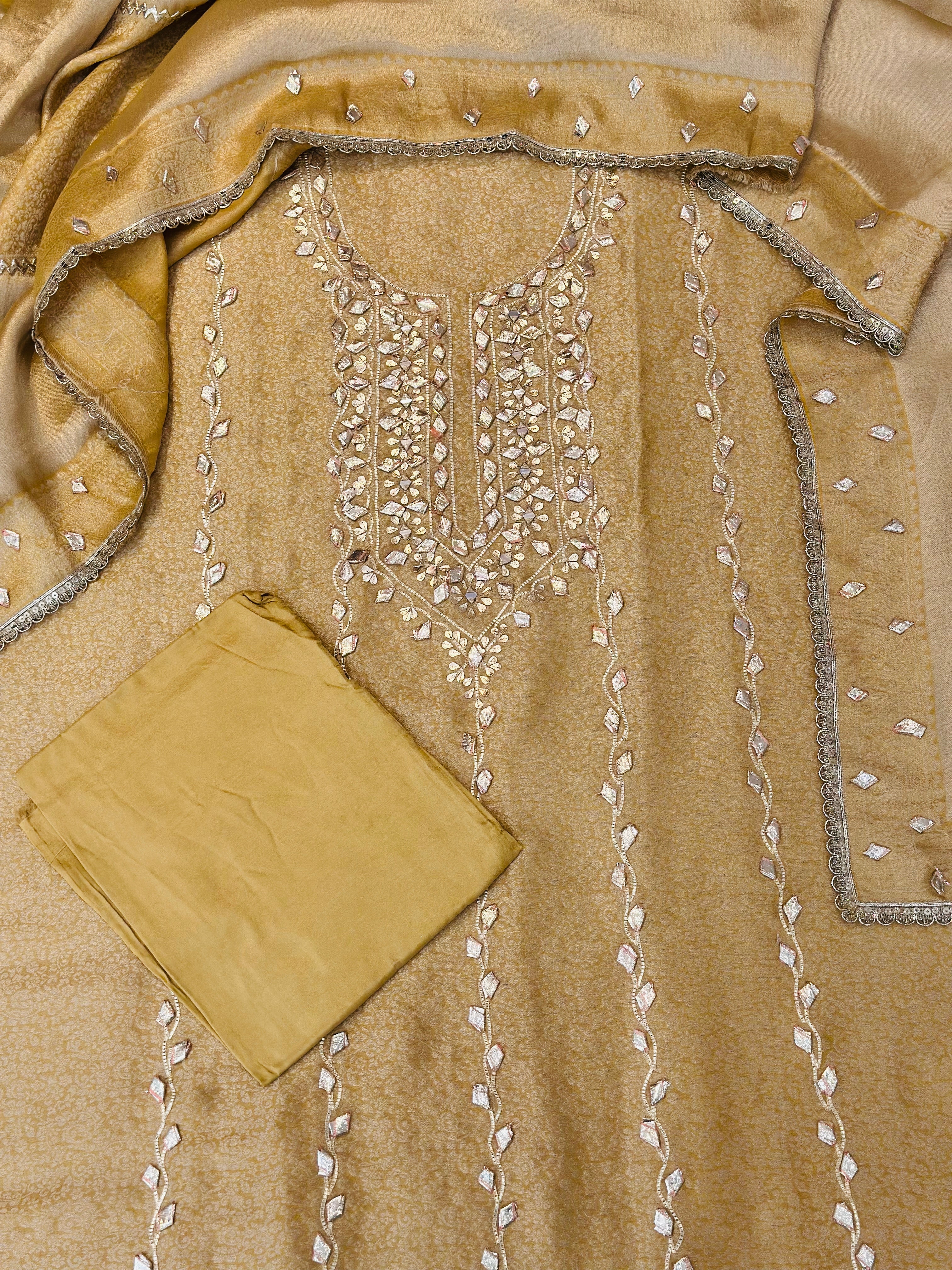 Premium Gota Patti Handwork Unstitched Suit Set