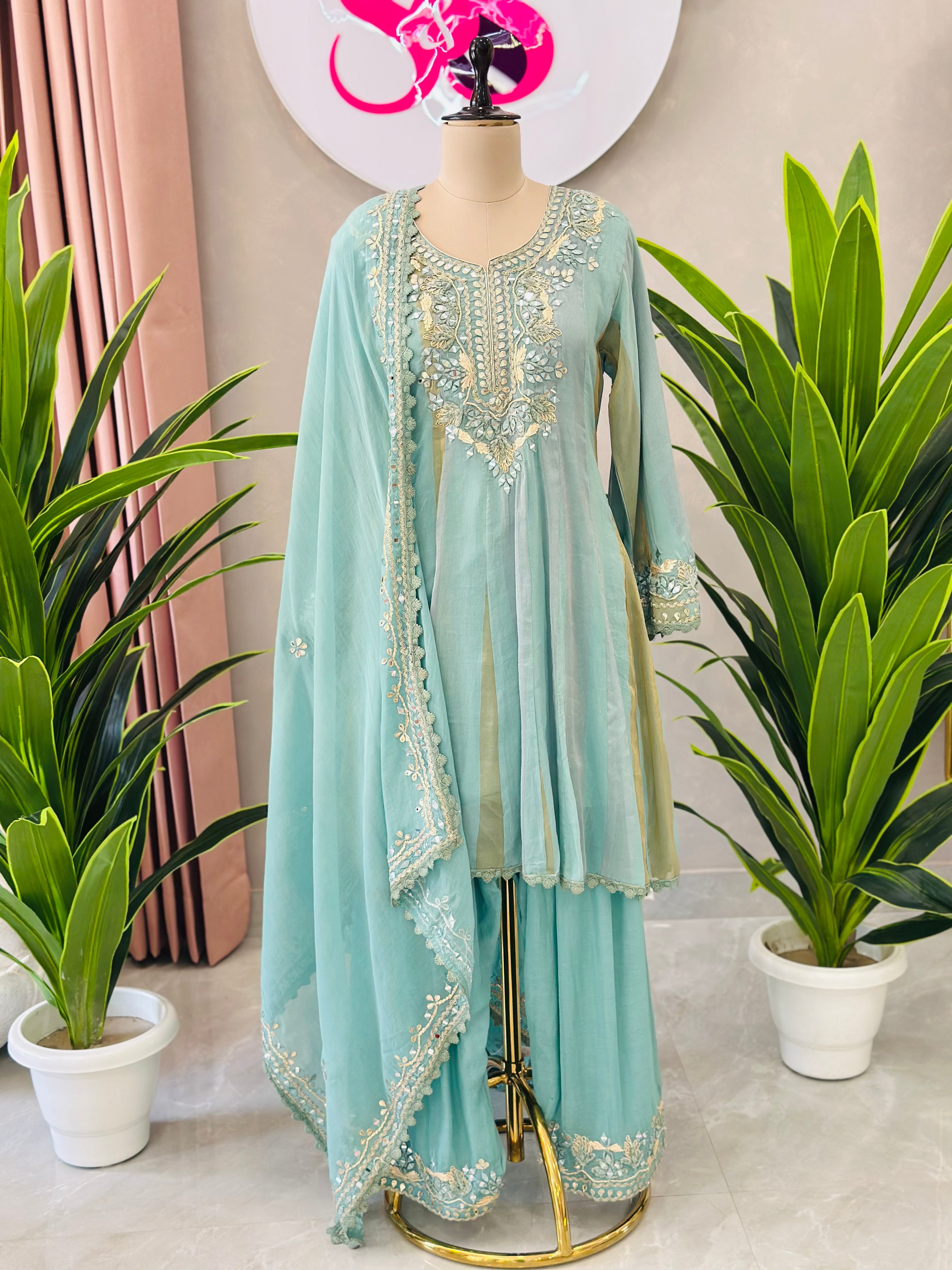 Orignal Mirror Work Anarkali Suit Set