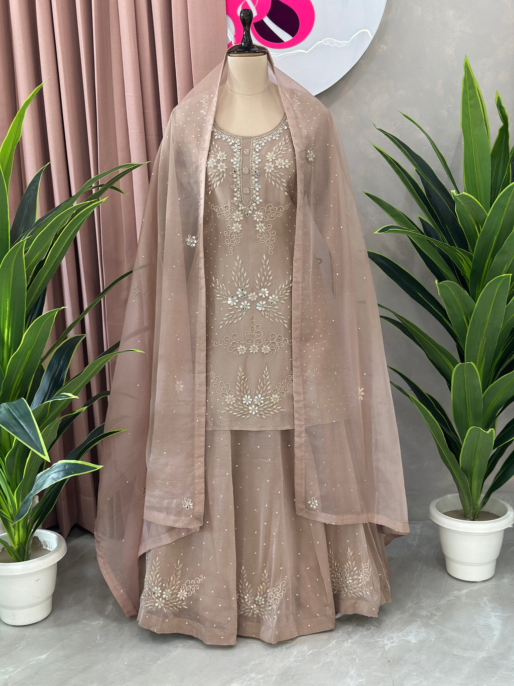Pure Zari Tissue Handwork Plazo Set