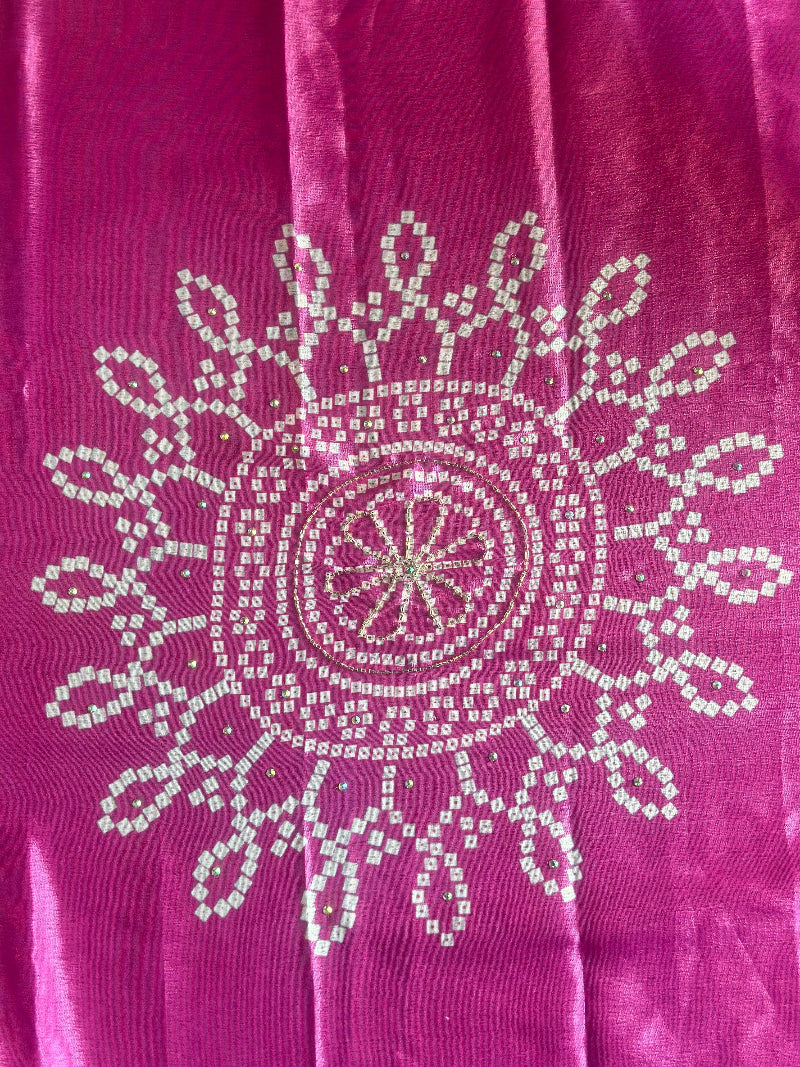 Bhandej handwork saree