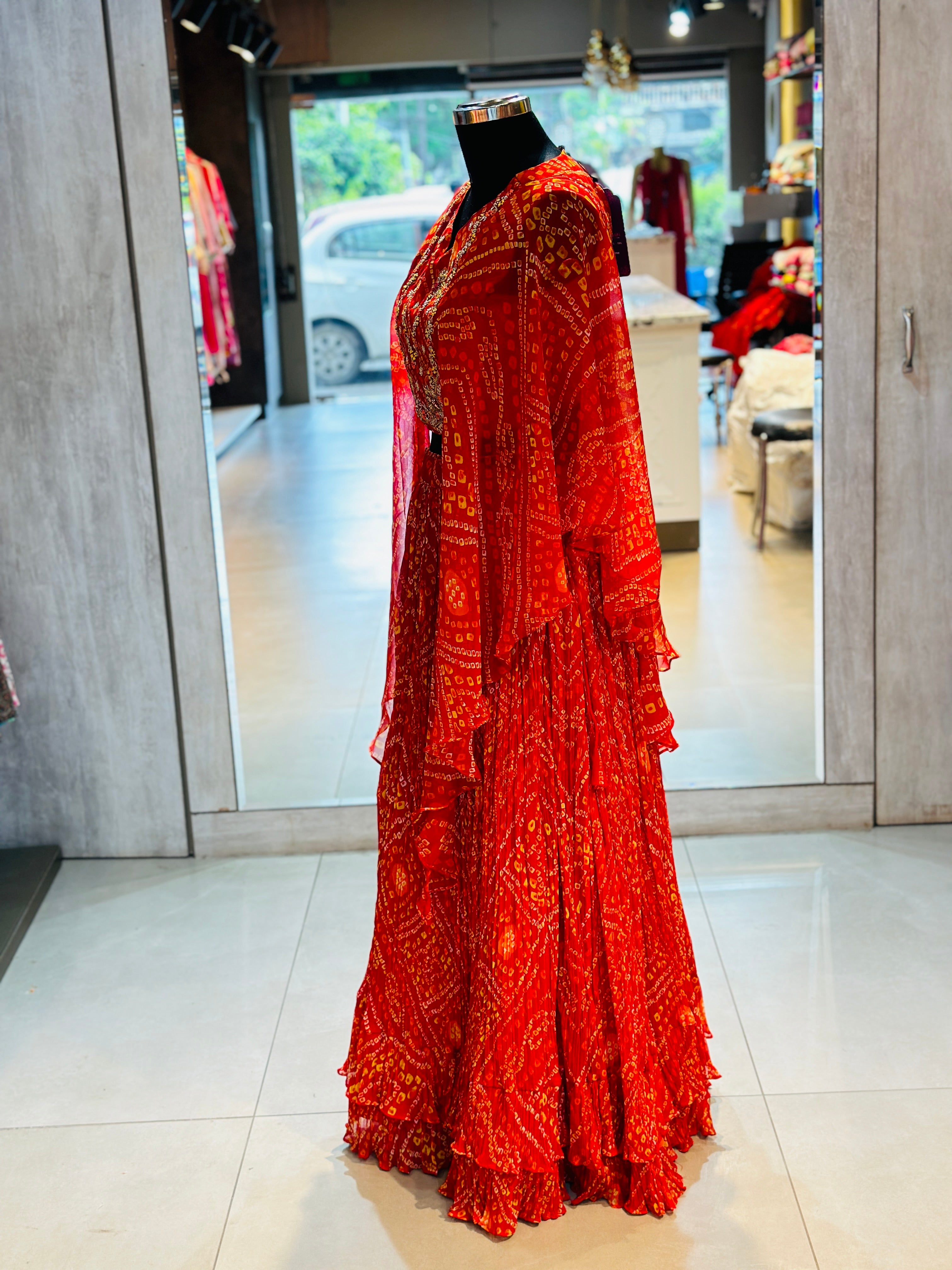 INDO-FUSION BHANDEJ LEHNGA SET