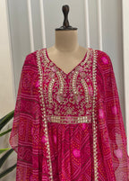 Kaftan Style Bhandej hand work gown