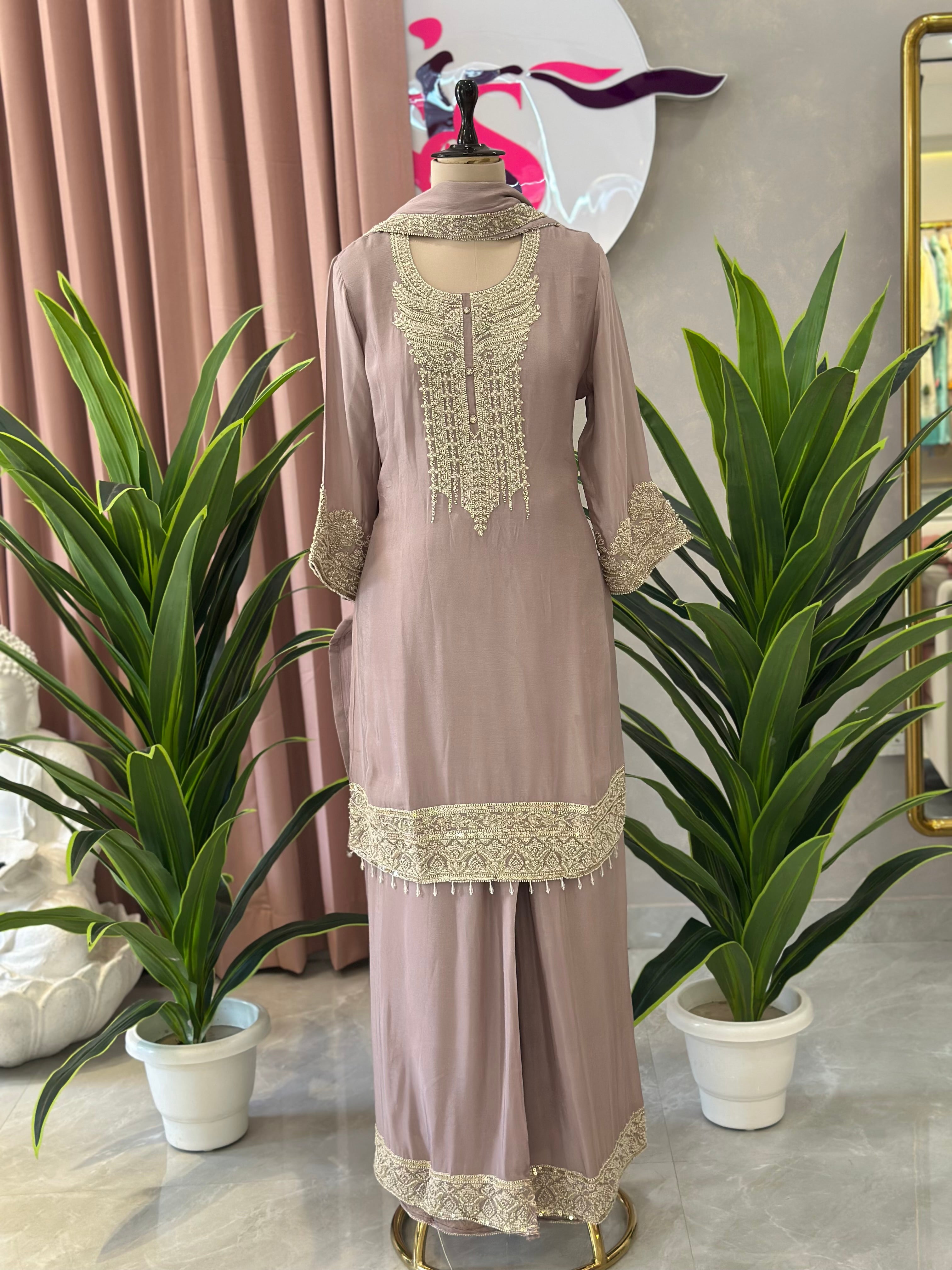 Beautiful Plazo Set With Handwork Detailing