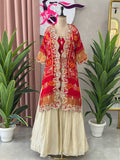 Royal Red Handwork Jacket Lehenga Set