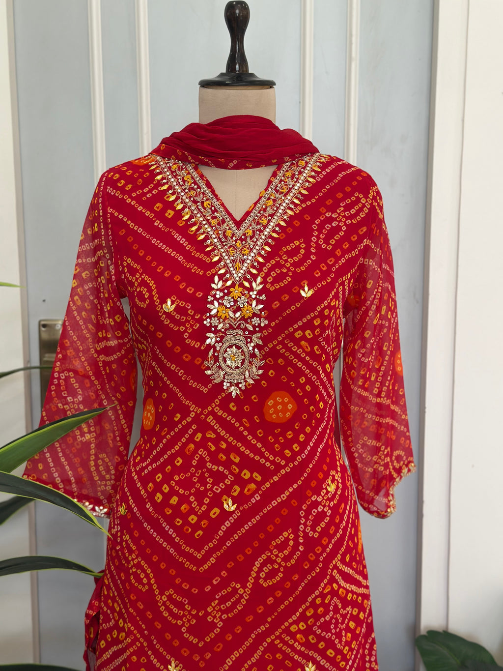 ❤️ Royal Bandhej Handwork Kurta Palazzo Set with Dupatta ❤️