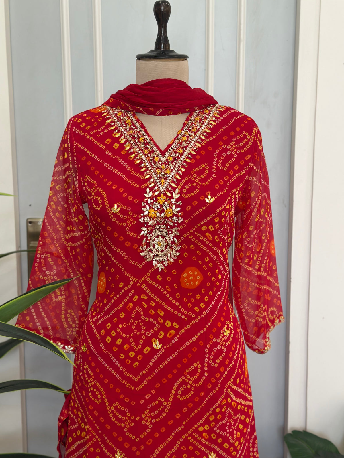 ❤️ Royal Bandhej Handwork Kurta Palazzo Set with Dupatta ❤️