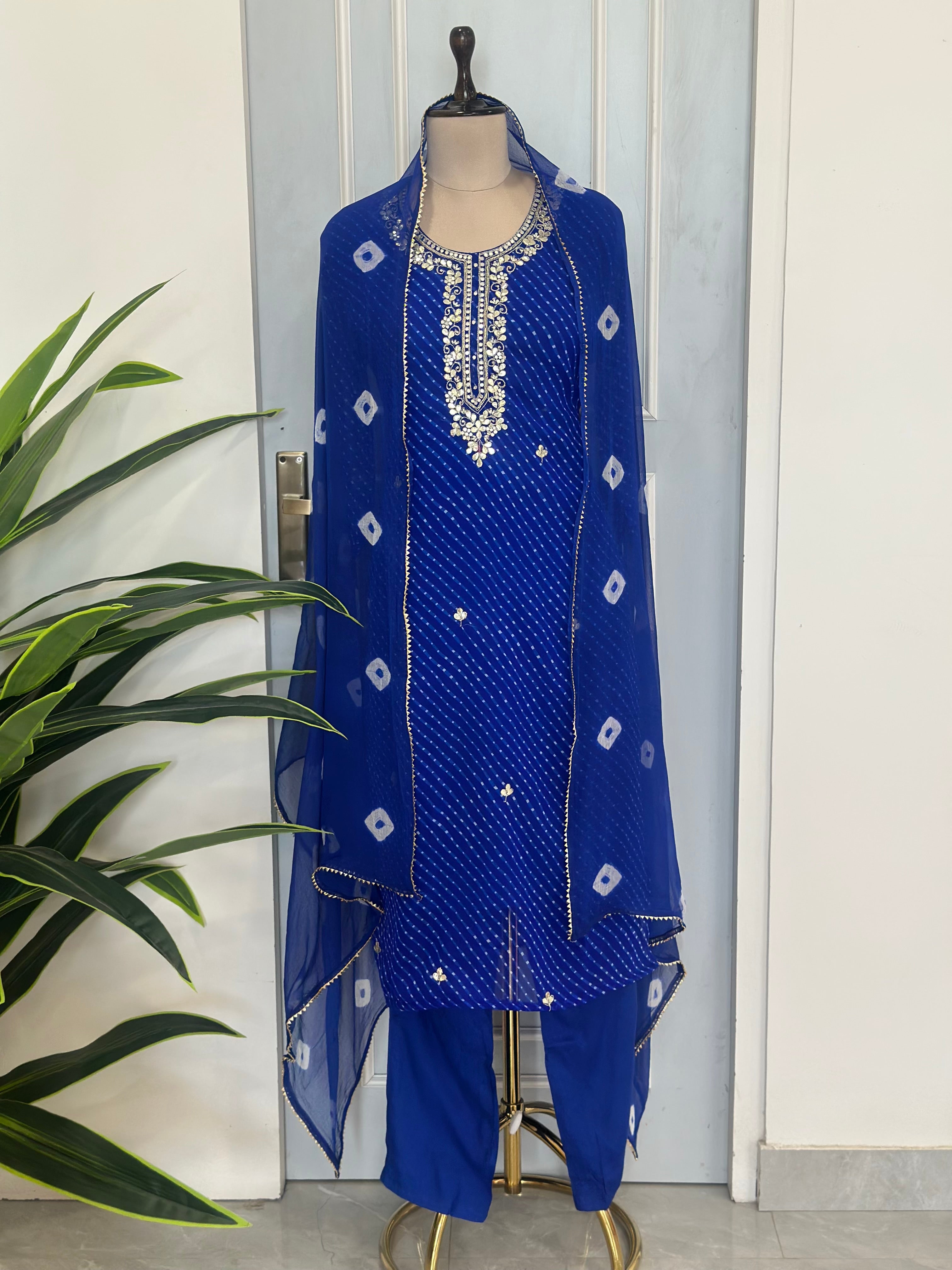 Elegant Gota Work Leheriya Suit Set