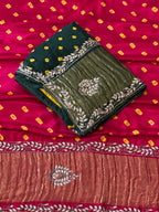 🌸 Shahi Bandhej Saree with Handcrafted Gota Patti Detailing🌸