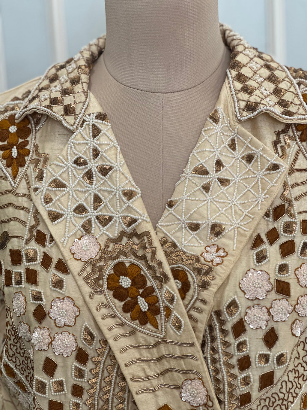 Designer Ivory Jacket with Draped Dhoti