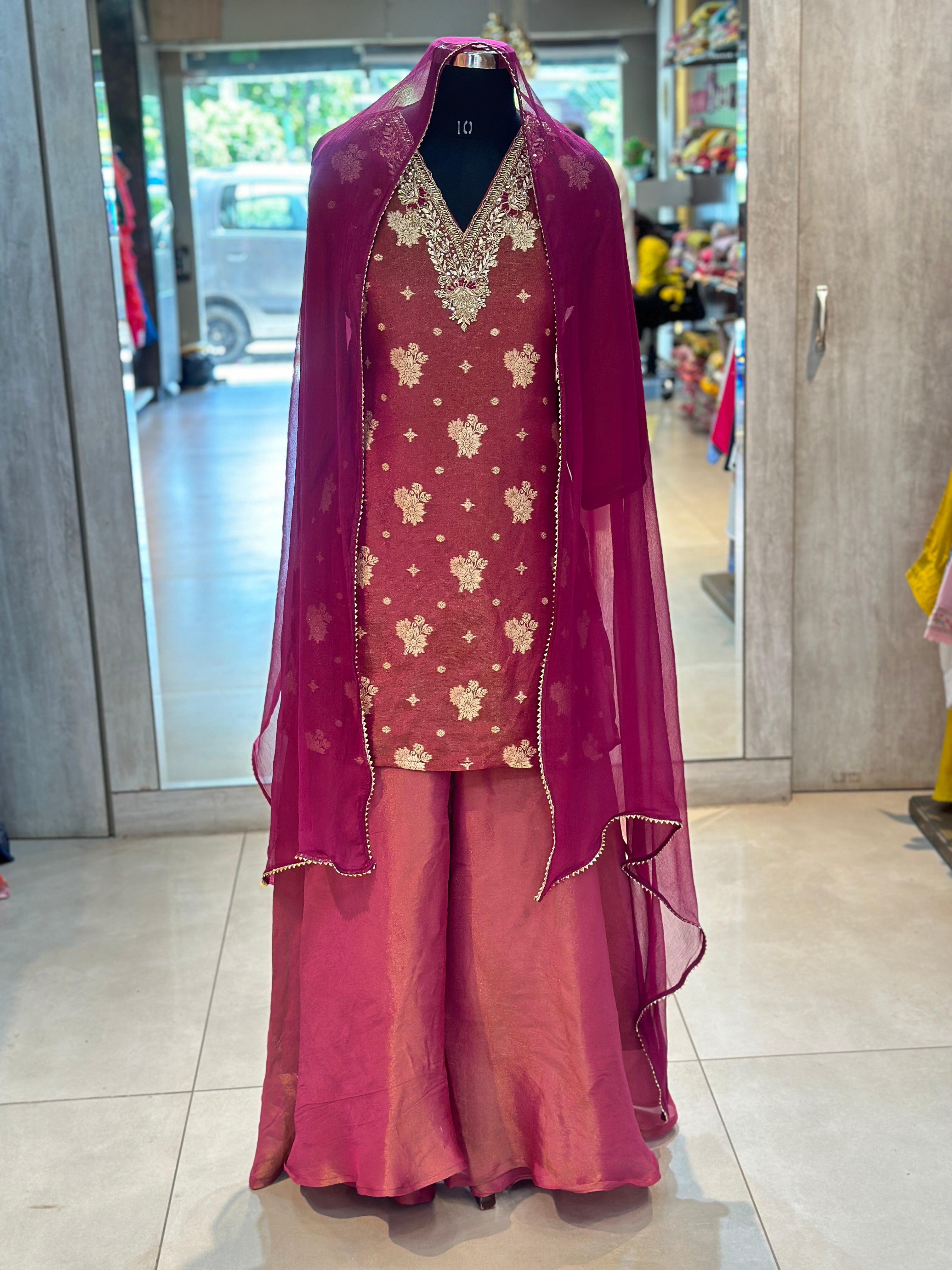 PREMIUM  PLAZO SET WITH ZARDOSI