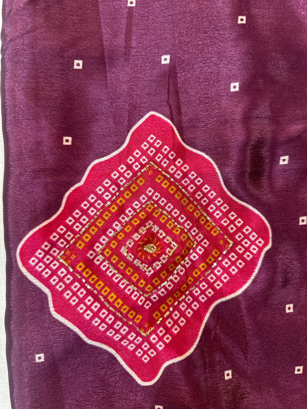PURE CHINON BAHNDEJ HANDWORK SAREE