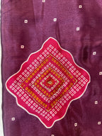 PURE CHINON BAHNDEJ HANDWORK SAREE