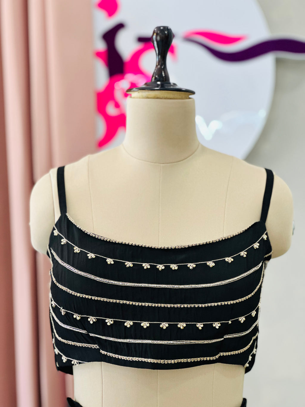 Black Handworked Three-Piece Indo-Western Set