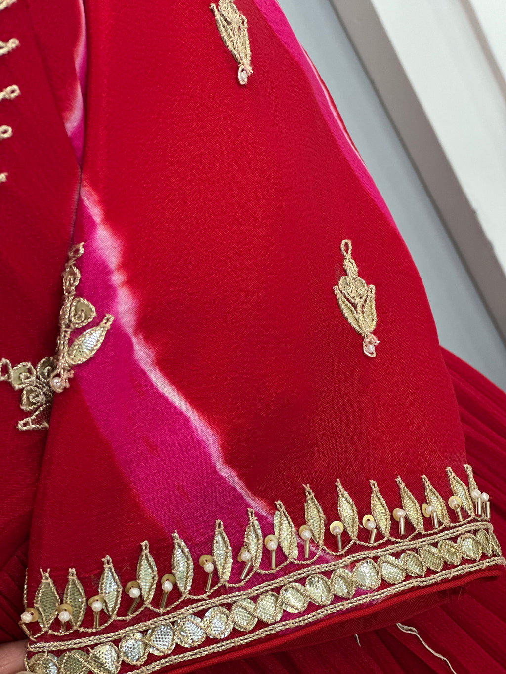 Designer Leheriya Anarkali with Gota Patti Detailing