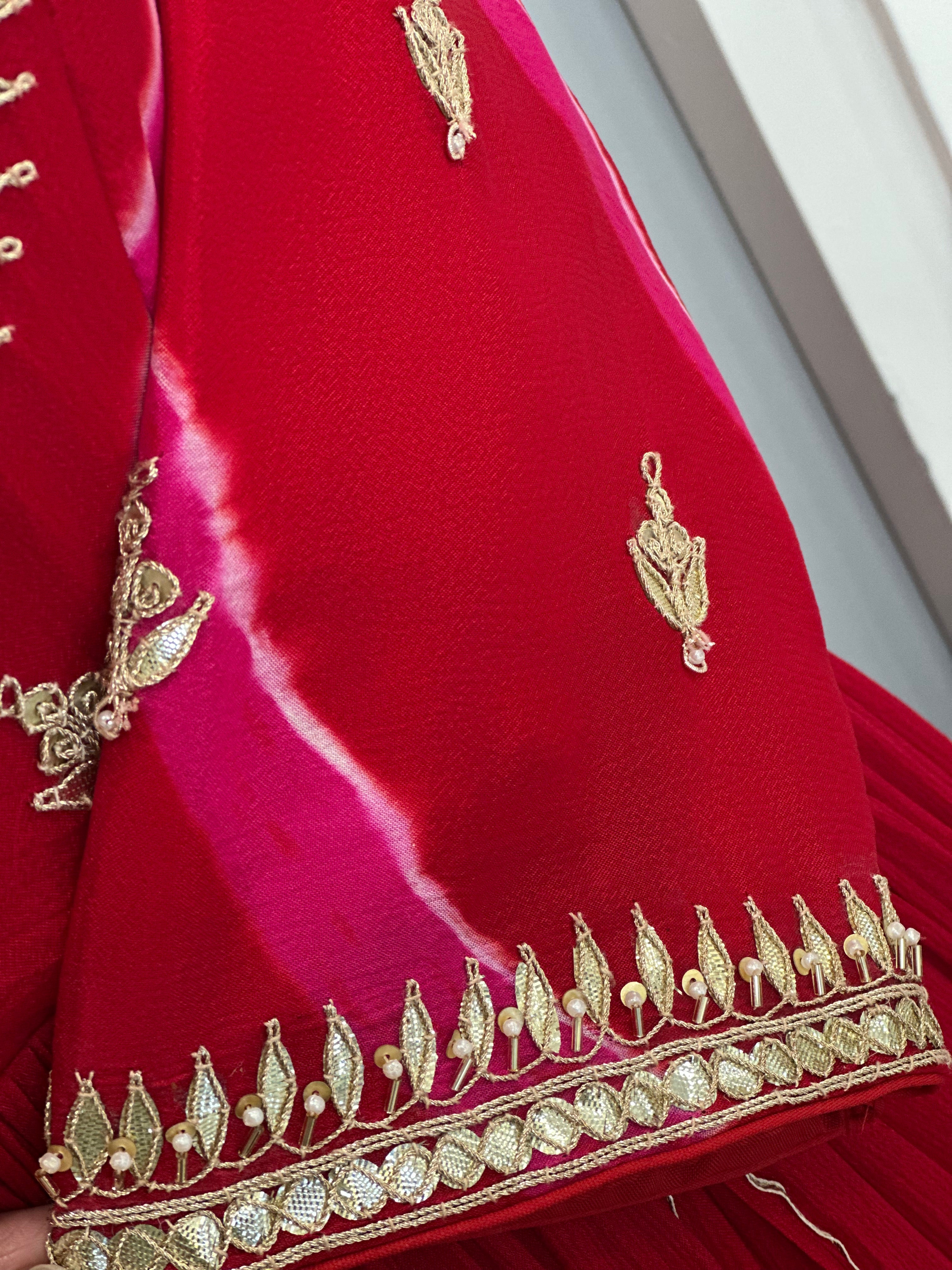 Designer Leheriya Anarkali with Gota Patti Detailing