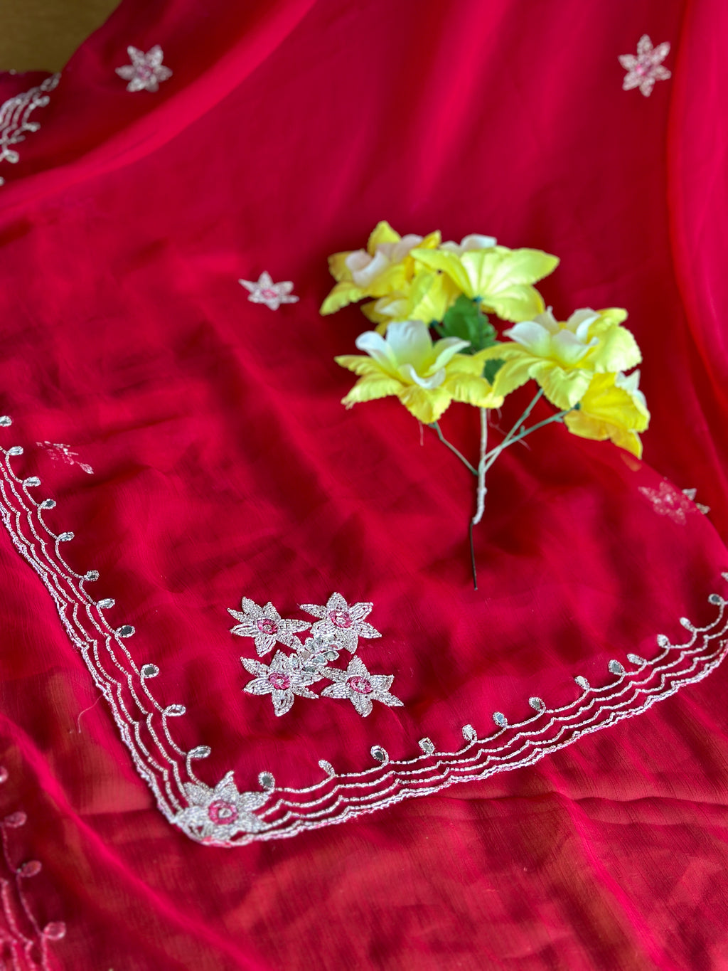 BEAUTIFUL HANDWORK CHIFFON SAREE