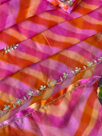 Sunset Pink Leheriya Saree with Handwork