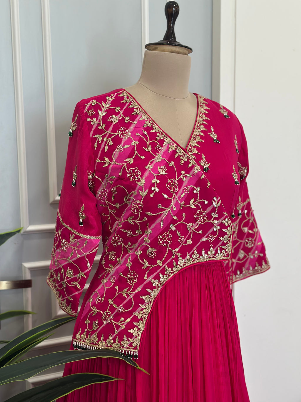Angrakha Style Handwork Floor length Gown
