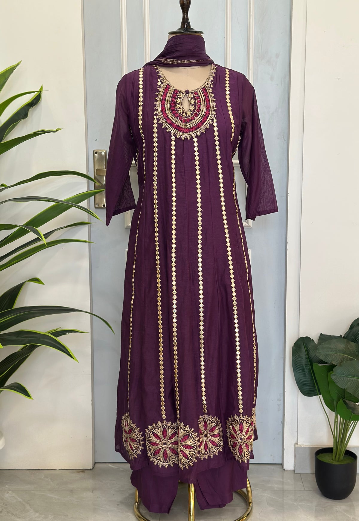 ✨ Royal Mirror Flair Anarkali Set ✨