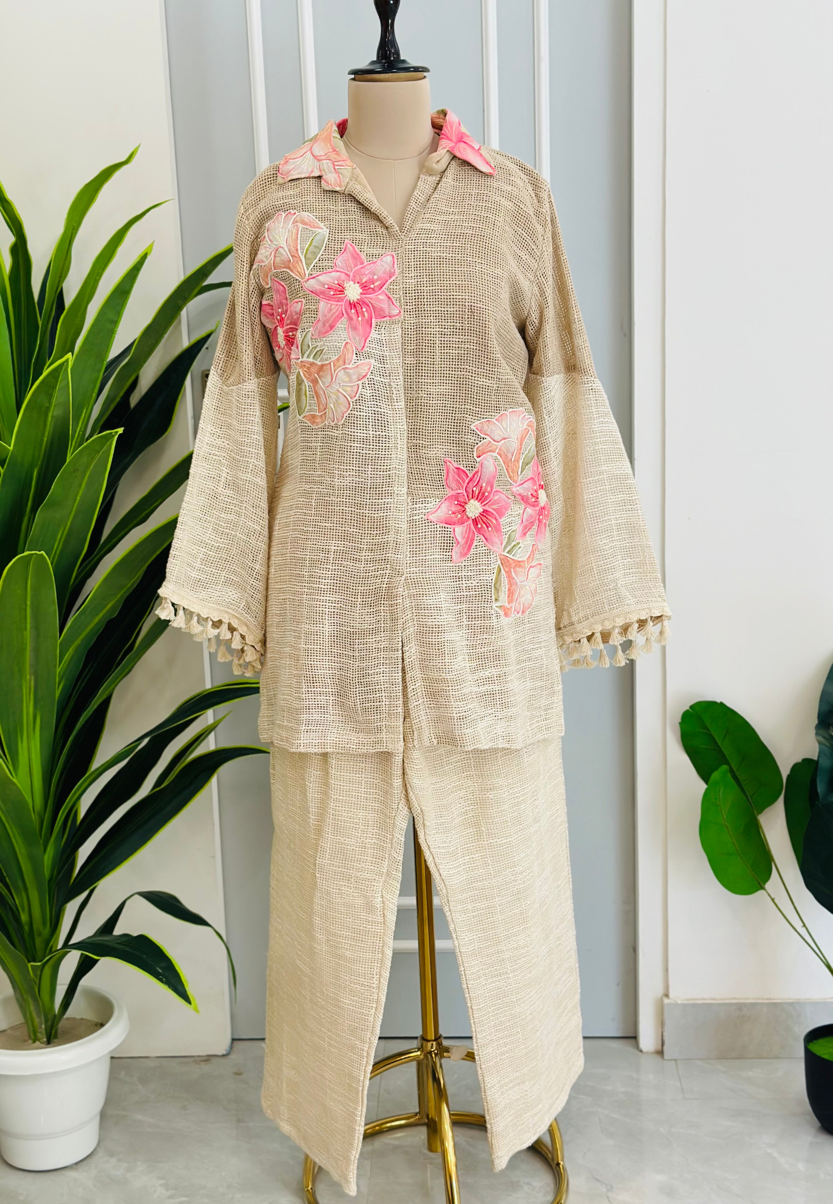 Floral Jute Handwork Co-ord Set