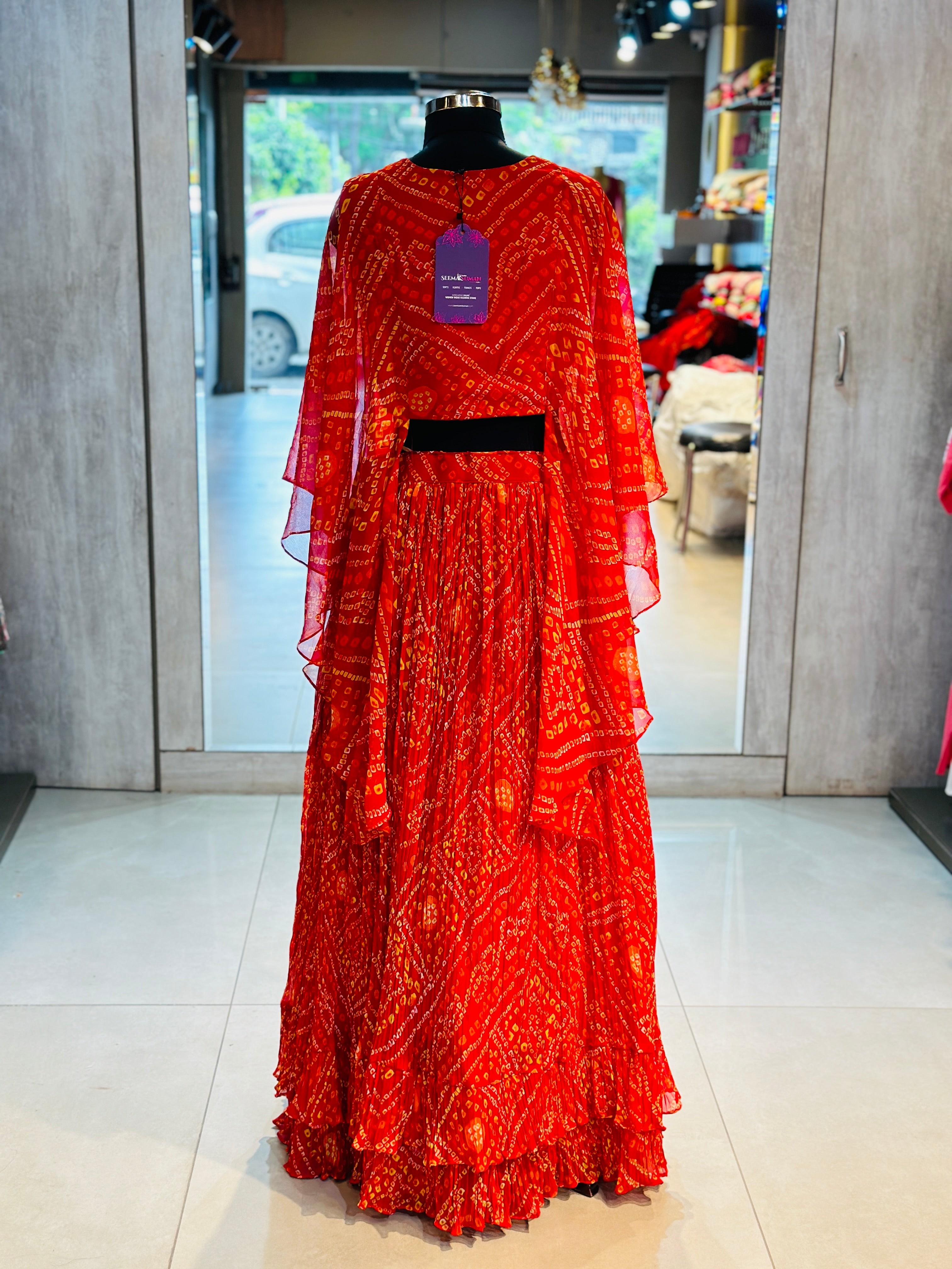 INDO-FUSION BHANDEJ LEHNGA SET