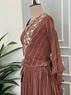 Floral Handwork Top & Flared Skirt Set