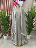 Elegant Embroidered Anarkali Set with Lace Dupatta