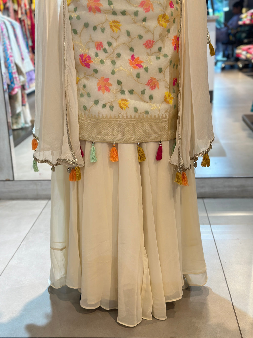PURE TISSUE ZARI SHRARA SET