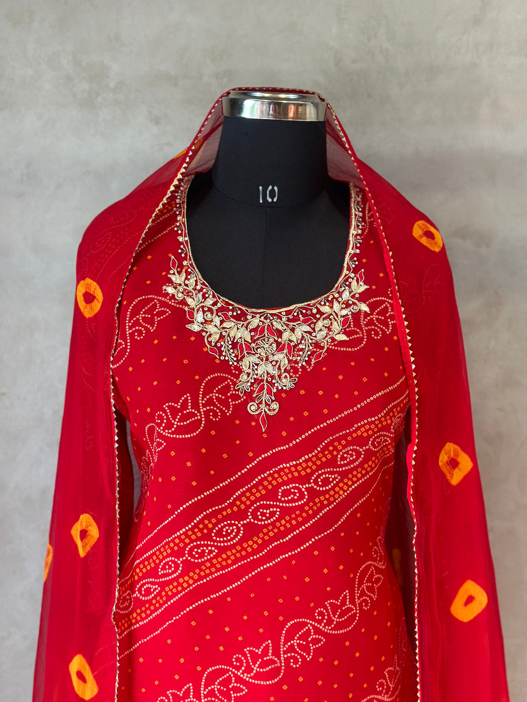 ZARDOSI HANDWORK BHANDEJ SUIT SET