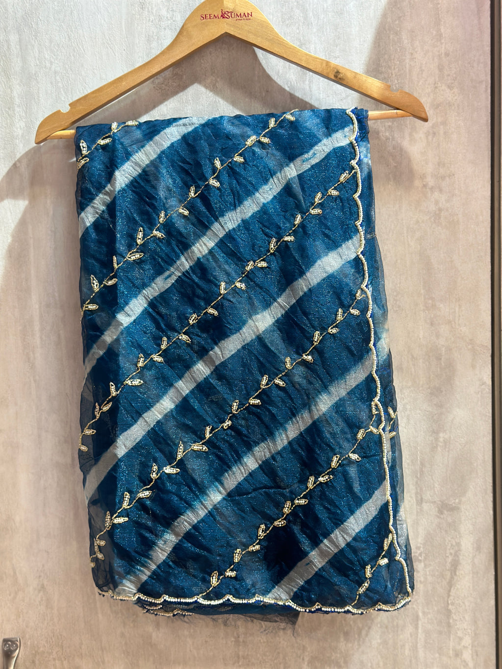 PURE SOFT ZARI TISSUE LAHRIYA HANDWORK SAREE