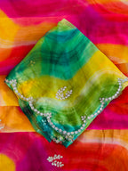 Dreamy Rainbow Georgette Saree with Handwork Detailing
