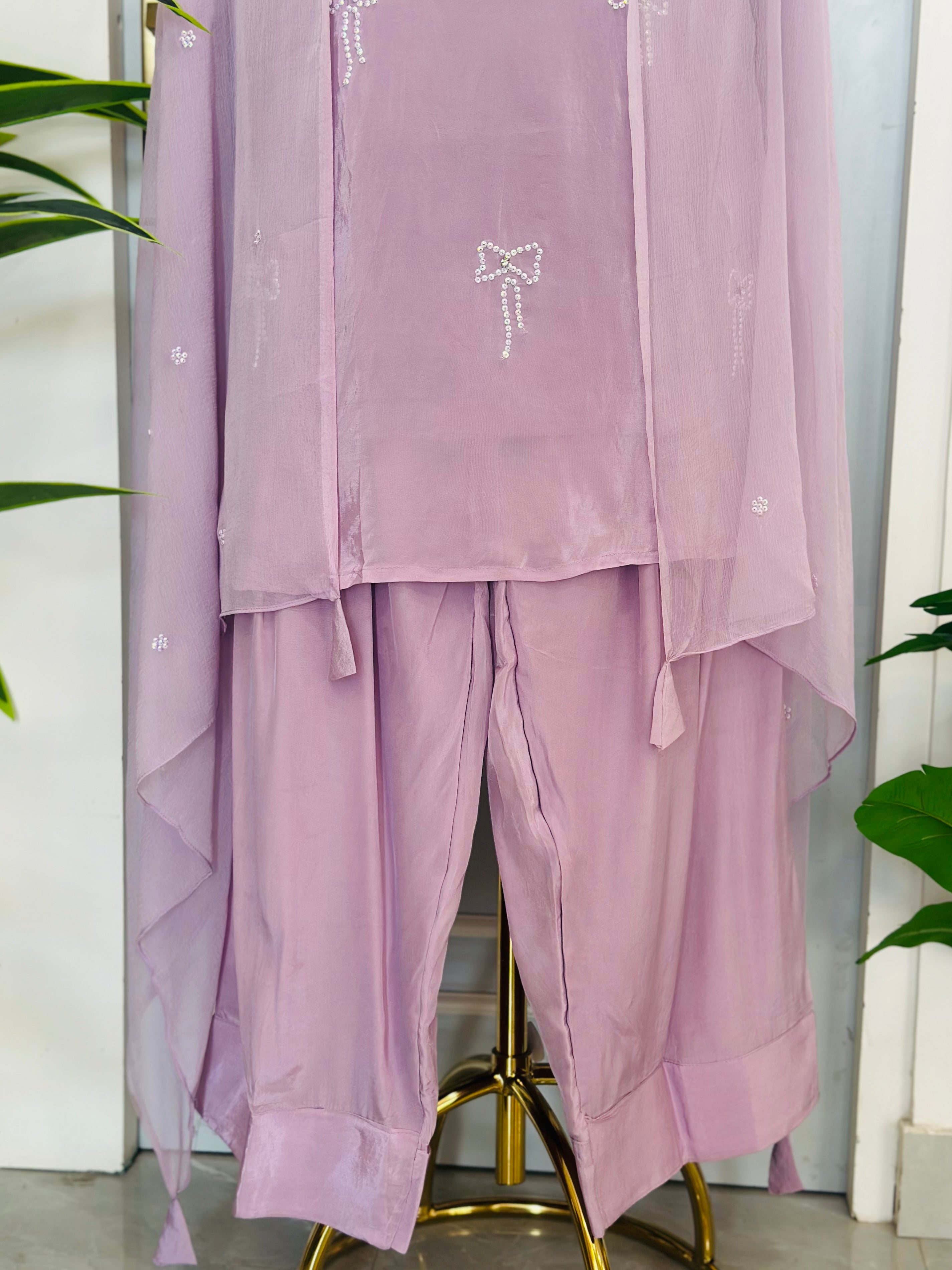 Beautiful Bow Handwork Farshi Kurta Set