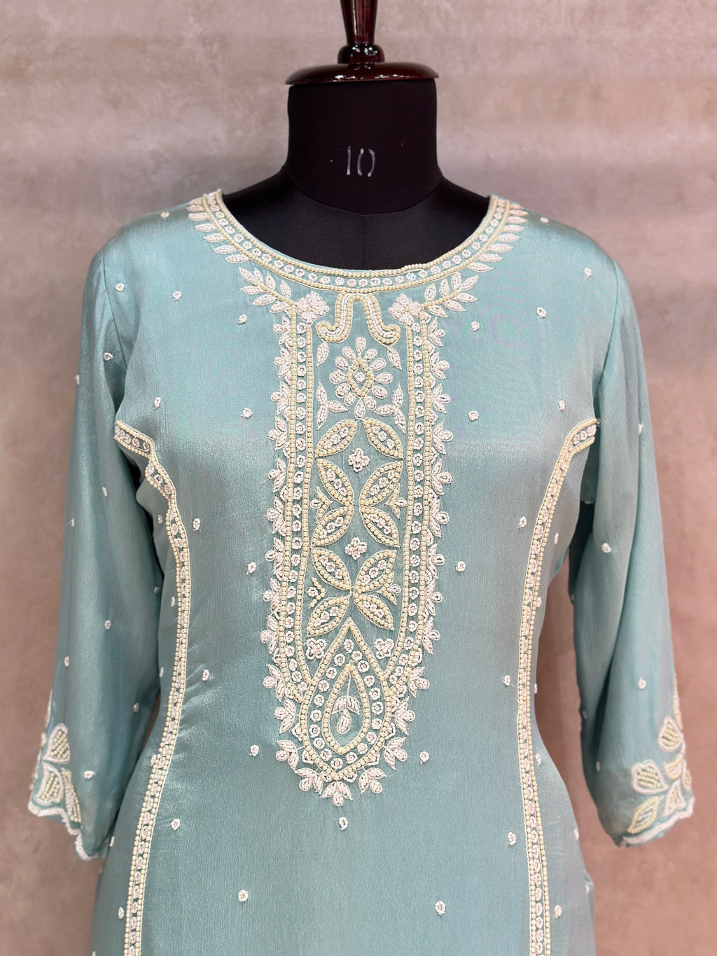 BEAUTIFUL PEARLS HANDWORK PLAZO SET