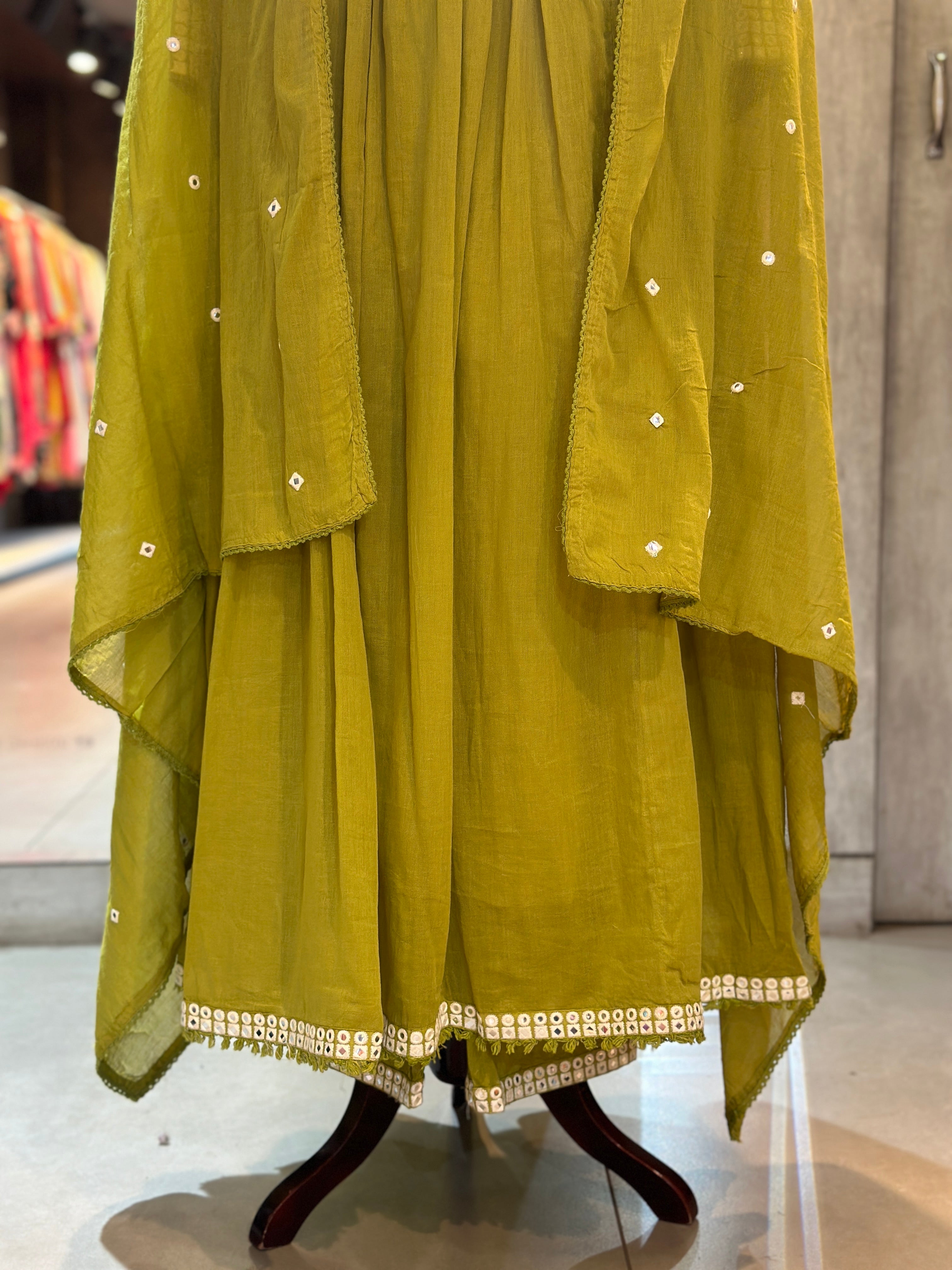 PURE MULMUL THREE PIECE ANARKALI SET