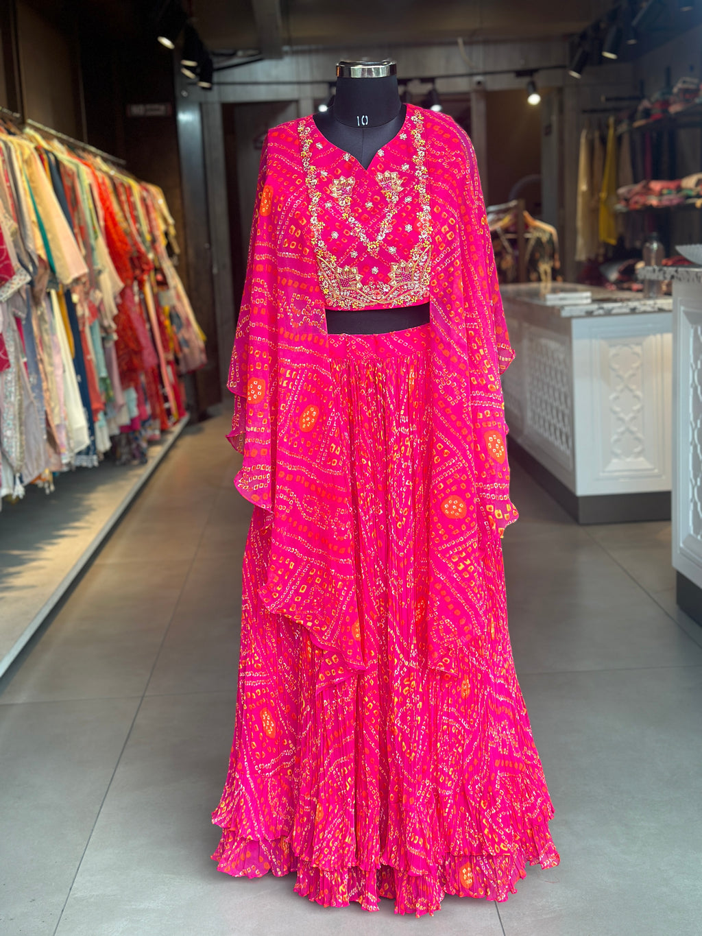 INDO-FUSION BHANDEJ LEHNGA SET