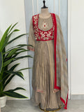 Jacket Style Handwork Anarkali with Dupatta