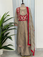 Jacket Style Handwork Anarkali with Dupatta