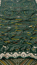 👑 Rajwadi Bandhej Saree with Gotapatti Detailing👑