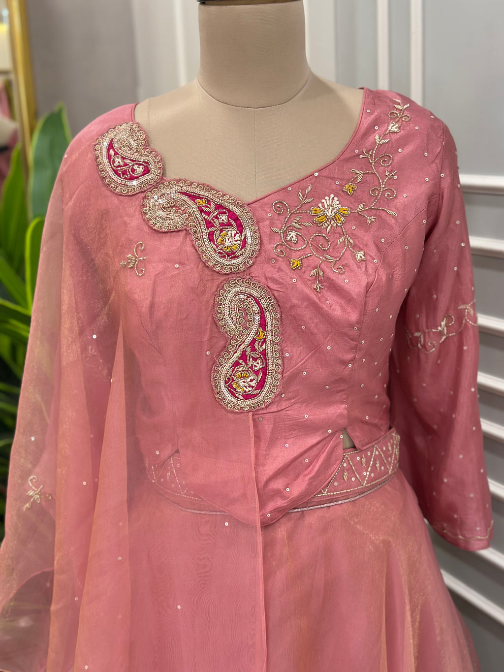 Pearl & Zardozi work Skirt Set with Dupatta