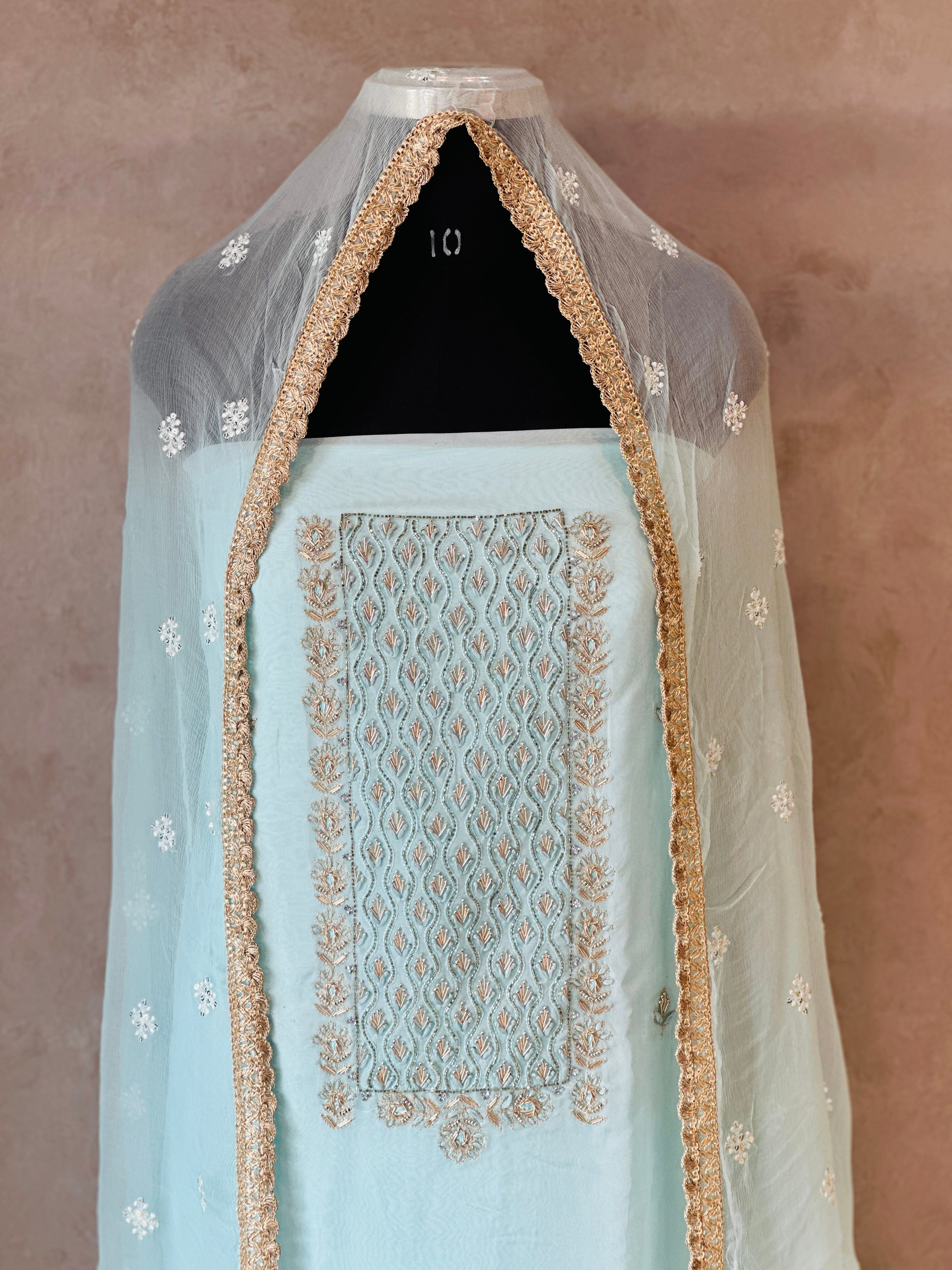 PURE ORGANZA HANDWORK SUIT SET
